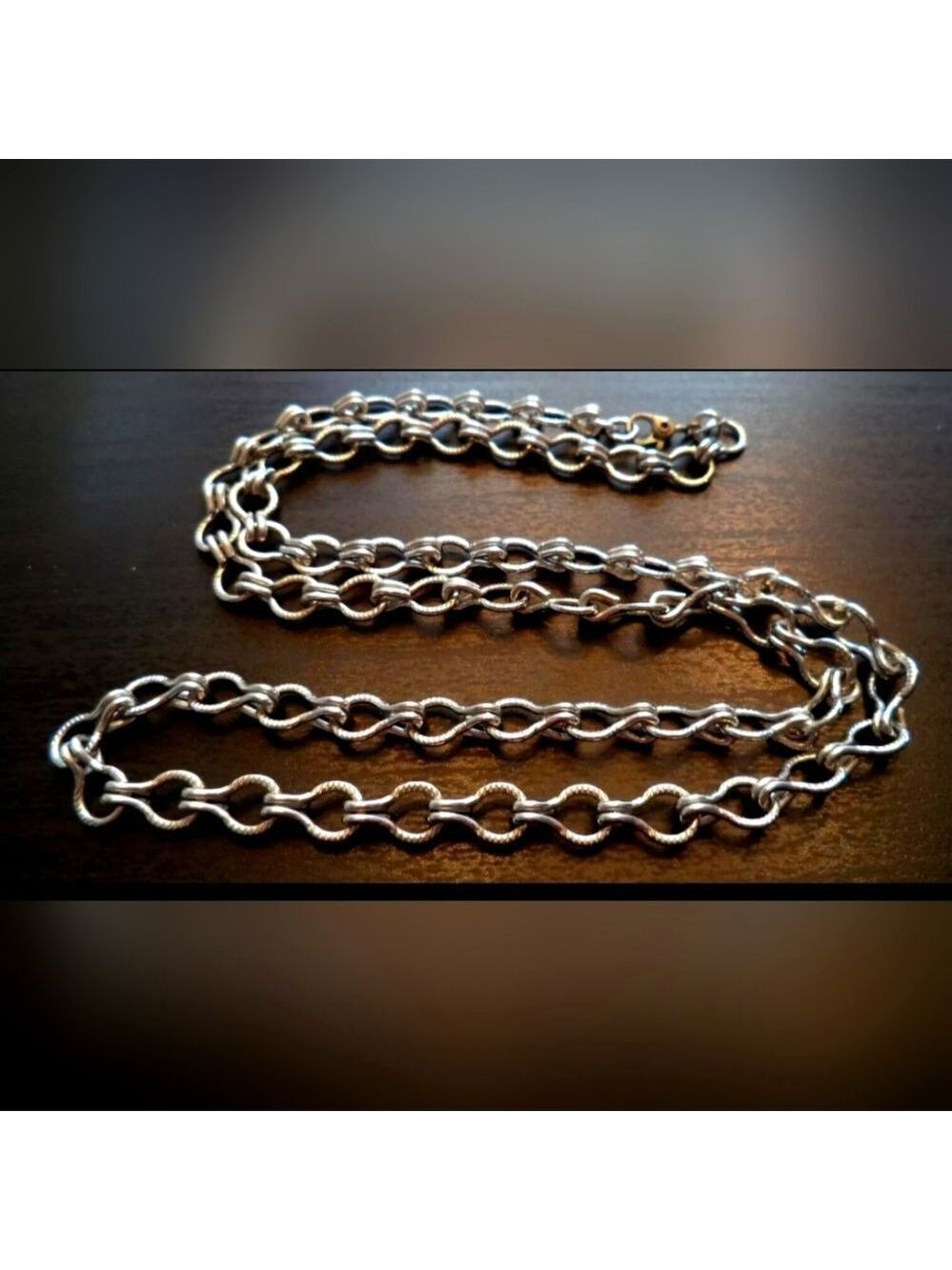 STUNNING VINTAGE ESTATE SIGNED MONET SILVER TONE 24" NECKLACE